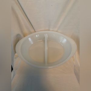 McKee Glasbake Split Casserole Oven Baking Dish Milk Glass Pebble Bottom